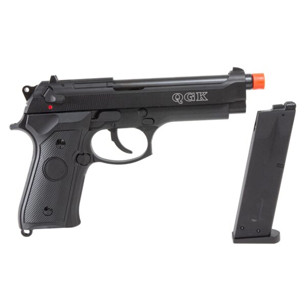PISTOLA DE AIRSOFT A GÁS GBB GREEN GAS QGK 92 BK BLOWBACK SLIDE METAL – QGK
