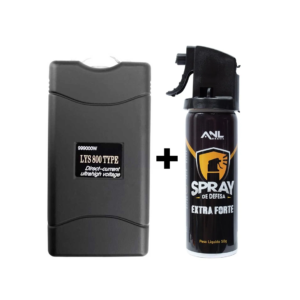 Kit Defesa Pessoal - Aparelho de Choque com Lanterna 3000kv + Spray Para Defesa Pessoal Extra Forte